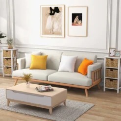 4-stufiger Nachttisch mit 3 Seegraskörben & X-Design Schmaler Beistelltisch 36 x 30 x 80 cm Weiß
