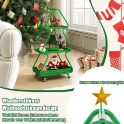 3-stufiger Servierwagen in Weihnachtsbaum-from Rollwagen mit Stern Küchenwagen auf Rollen