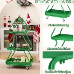 3-stufiger Servierwagen in Weihnachtsbaum-from Rollwagen mit Stern Küchenwagen auf Rollen