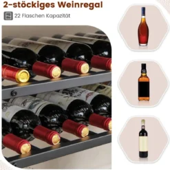 5-stufiger Weinregal mit Glashalter & Regalen Freistehender Flaschenregal Rustikales Braun