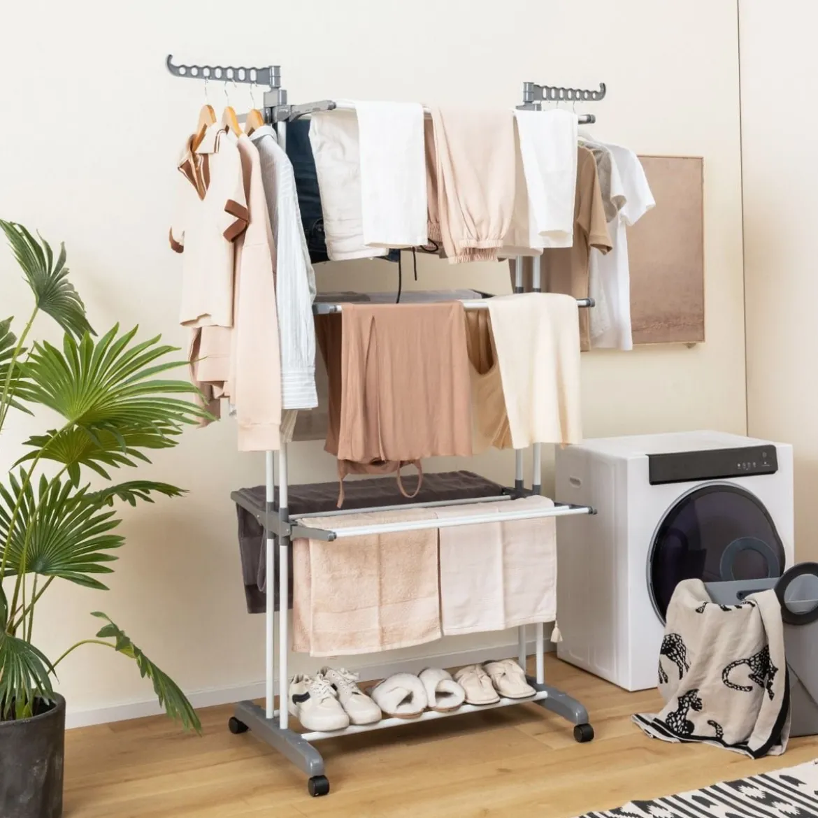 3-stufiger Wäscheständer zusammenklappbarer Wäschetrockner 127 x 63 x 171 cm Grau