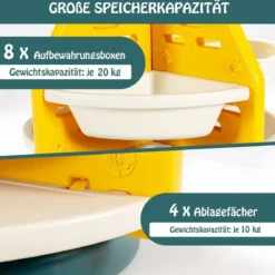 3-stufiges Ananas-Spielzeugregal Drehbare Spielzeugaufbewahrung 74 x 74 x 106 cm Gelb