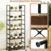 5-stufiges Bücherregal 160 cm Standregal mit Offene Trennwand & Metallrahmen Rustikales Braun