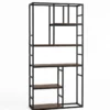 5-stufiges Bücherregal geometrisches Standregal mit offenem Ablagefach & Metallrahmen