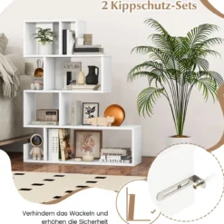 5-stufiges Bücherregal geometrisches Ablageregal mit offenen Fächern 80 x 22 x 100 cm Weiß