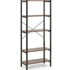 5 stufiges Bücherregal Standregal industriell aus Holz mit Metallrahmen 66 x 34 x 161 cm