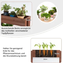3-stufiges hölzernes Blumenregal Blumenständer 3 Etage Hochbeet Blumentreppe 71 x 38 x 105 cm Braun