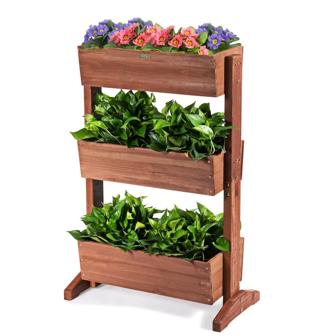 3-stufiges hölzernes Blumenregal Blumenständer 3 Etage Hochbeet Blumentreppe 71 x 38 x 105 cm Braun