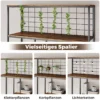6-stufiges hohes Bücherregal freistehender Pflanzenständer mit Metallnetz geometrisches Standregal Rustikales Braun