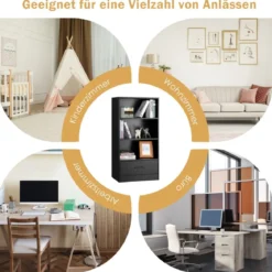 4-Stufiges Lagerregal Holzregal mit Schublade Bücherregal 60 x 38 x 120 cm Schwarz