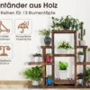 6-stufiges Pflanzenregal freistehender rustikaler Pflanzenständer aus Holz braun 120 x 25 x 96 cm