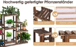 6-stufiges Pflanzenregal freistehender rustikaler Pflanzenständer aus Holz braun 120 x 25 x 96 cm