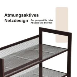 4 stufiges Schuhregal mit verstellbarem Regalböden stapelbar Lagerregal Schuhaufbewahrung 74 x 30,5 x 82 cm Braun