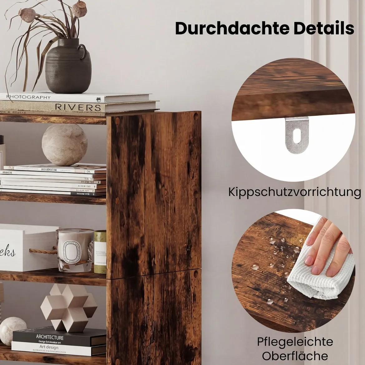 6-stufiges Schuhregal Stapelbarer Schuhorganizer Holzschuhregal mit Anti-Kipp-Vorrichtung
