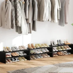 6-stufiges Schuhregal Stapelbarer Schuhorganizer Holzschuhregal mit Anti-Kipp-Vorrichtung