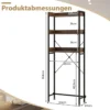 3-stufiges Toilettenregal mit 4 Haken & Verstellbaren Füßen Platzsparendes Badregal Braun