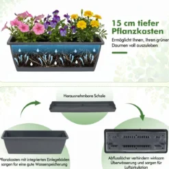 5-Stufiges Vertikale Hochbeet Pflanzenbeet mit 5 Herausnehmbaren Blumenkästen Schwarz/Rot