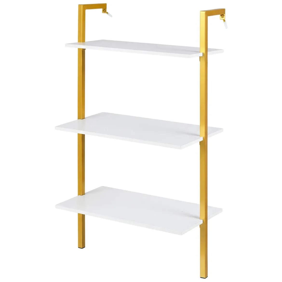 3-stufiges Wandregal mit Metallrahmen Hängeregal Wandmontiertes Bücherregal Weiß