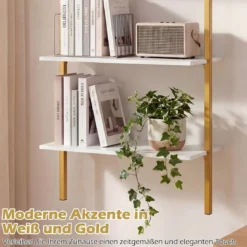 3-stufiges Wandregal mit Metallrahmen Hängeregal Wandmontiertes Bücherregal Weiß