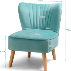 Stuhl mit Massivholzbeinen luxuriöser Samtstoff 55 x 70 x 77,5 cm Grün