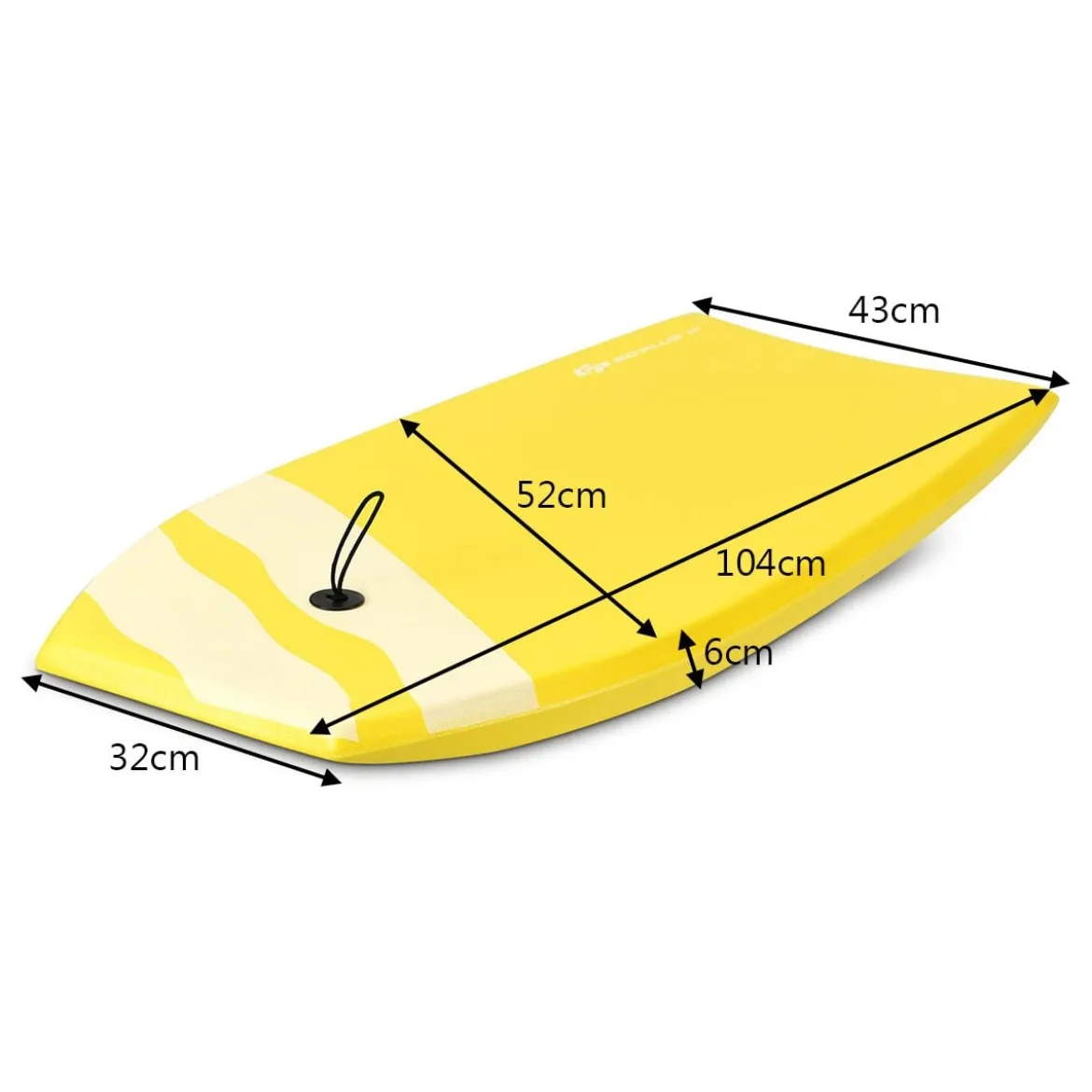Sup Board Kinder Bodyboard Surfbrett Surfboard Gelb 104 x 52 x 6 cm