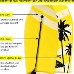 Sup Board Kinder Bodyboard Surfbrett Surfboard Gelb 104 x 52 x 6 cm
