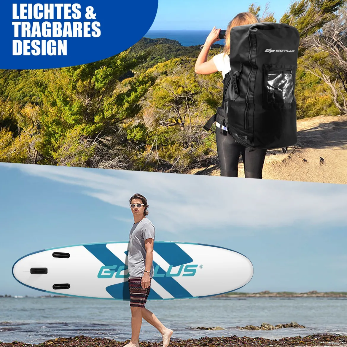 SUP Board zum Stehen Paddeln und Surfen Aufblasbares Stand Up Board 305 x 76 x 15 cm Blau + Weiß