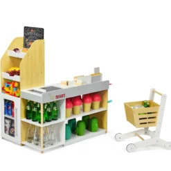Supermarkt-Spielset mit Einkaufswagen Kinderkassierenspielzeug Rollenspiel supermarkt für kinder