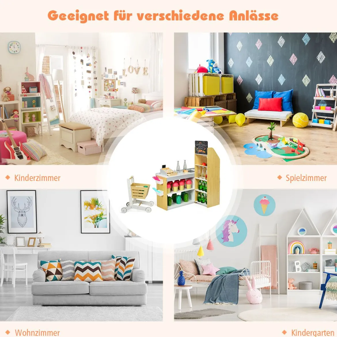 Supermarkt-Spielset mit Einkaufswagen Kinderkassierenspielzeug Rollenspiel supermarkt für kinder