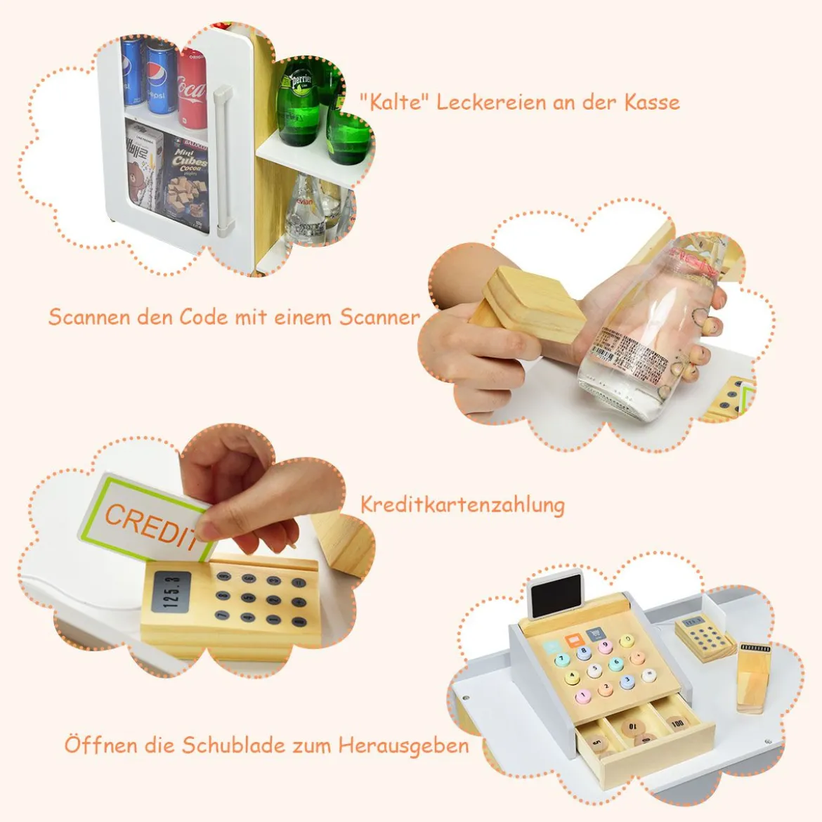 Supermarkt-Spielset mit Einkaufswagen Kinderkassierenspielzeug Rollenspiel supermarkt für kinder