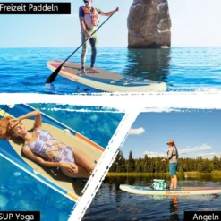 SUP mit Zubehör verstellbarem Pedal 9 D-Ringen Rucksack Handpumpe & Leine Stand up Paddle Board Orange