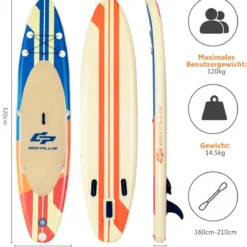 SUP mit Zubehör verstellbarem Pedal 9 D-Ringen Rucksack Handpumpe & Leine Stand up Paddle Board Orange