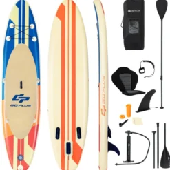 SUP mit Zubehör verstellbarem Pedal 9 D-Ringen Rucksack Handpumpe & Leine Stand up Paddle Board Orange