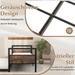 Tagesbett ausziehbar Ausziehbett 90 x 200 cm Gästebett mit Lattenrost Bettgestell für Schlafzimmer bis 220 kg belastbar