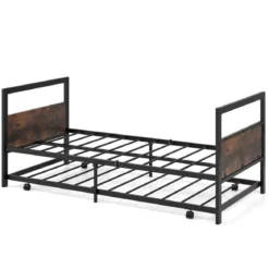 Tagesbett ausziehbar Ausziehbett 90 x 200 cm Gästebett mit Lattenrost Bettgestell für Schlafzimmer bis 220 kg belastbar