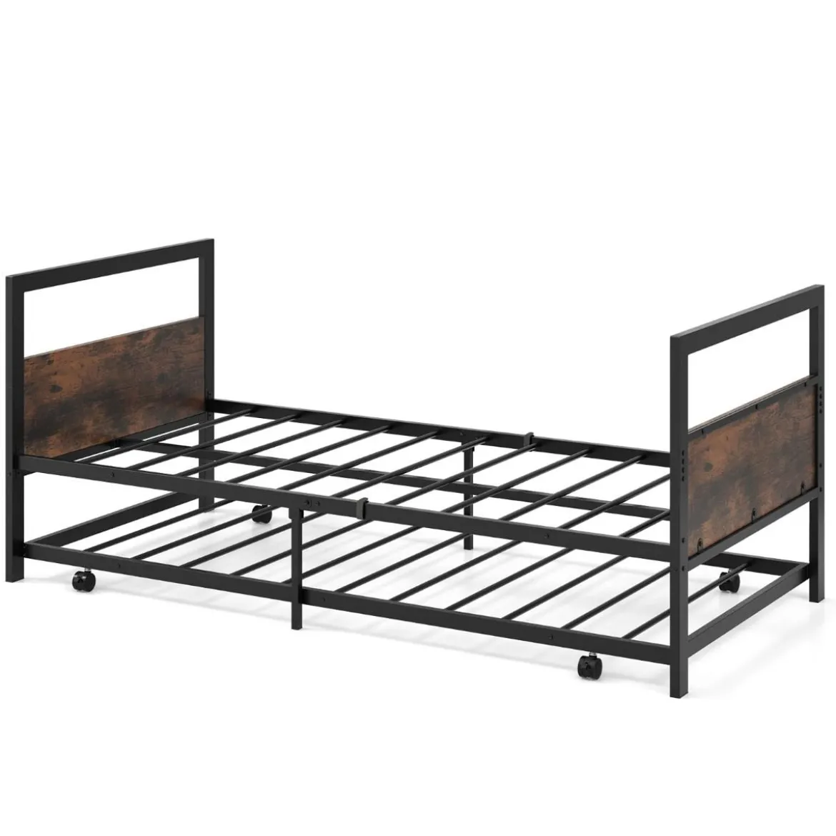 Tagesbett ausziehbar Ausziehbett 90 x 200 cm Gästebett mit Lattenrost Bettgestell für Schlafzimmer bis 220 kg belastbar
