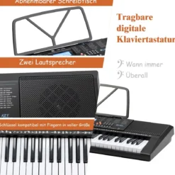 61 Tastatur Elektrisches Keyboard mit Notenständer Mikrofon Digital Piano