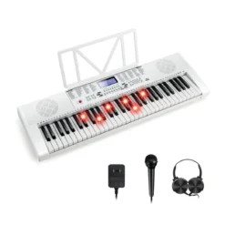 61 Tastatur Elektroklavier Digitale Keyboard Tragbar 83 x 27,5 x 9 cm Weiß
