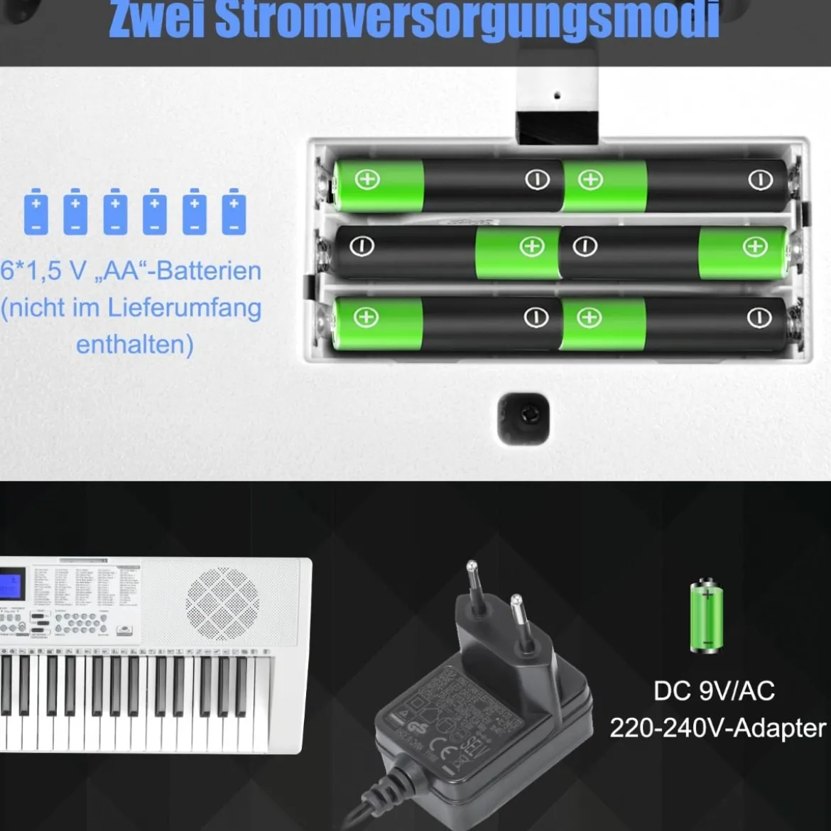 61 Tastatur Elektroklavier Digitale Keyboard Tragbar 83 x 27,5 x 9 cm Weiß
