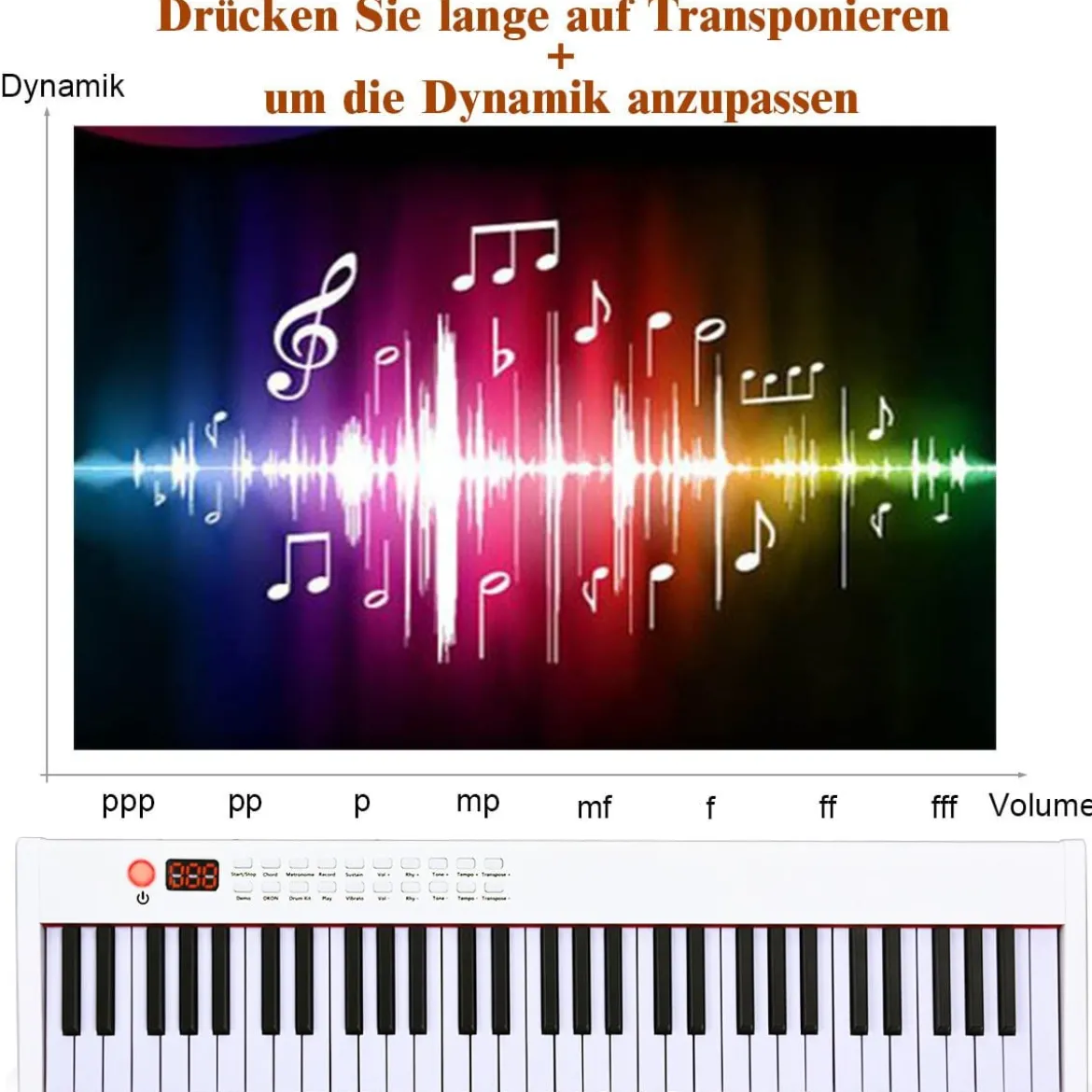 61-Tasten digitale Keyboard elektrisches Klavier mit Tragetasche 90 x 21 x 6 cm Weiß