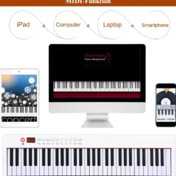 61-Tasten digitale Keyboard elektrisches Klavier mit Tragetasche 90 x 21 x 6 cm Weiß