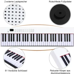 61-Tasten digitale Keyboard elektrisches Klavier mit Tragetasche 90 x 21 x 6 cm Weiß