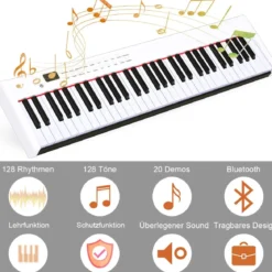 61-Tasten digitale Keyboard elektrisches Klavier mit Tragetasche 90 x 21 x 6 cm Weiß