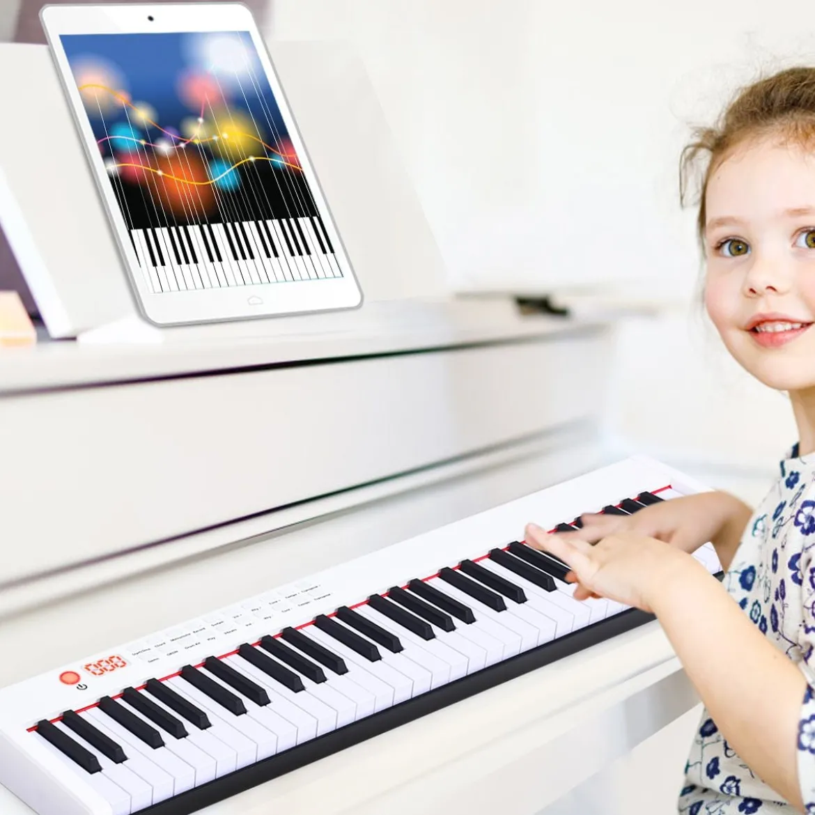 61-Tasten digitale Keyboard elektrisches Klavier mit Tragetasche 90 x 21 x 6 cm Weiß