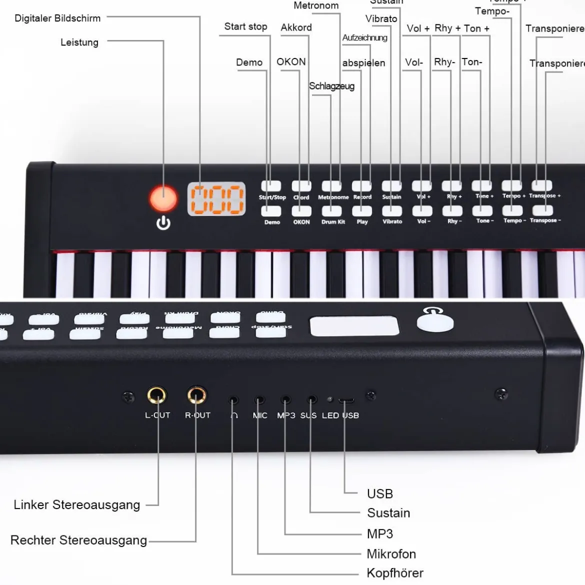 88-tasten Digitales Piano Keyboard elektronisches Klavier Keyboard Tragetasche