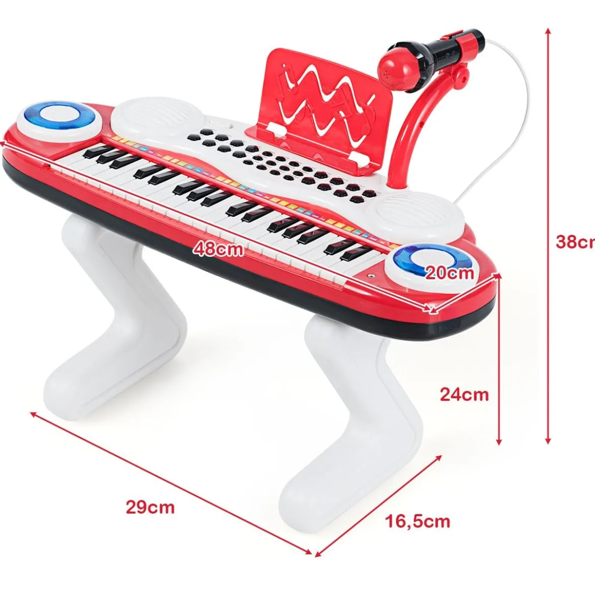 37 Tasten Digital-Piano für Kinder Tragbares Klavier Spielzeug 48 x 20 x 38 cm Rot