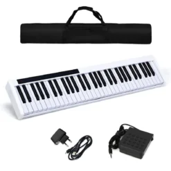 61-Tasten-Digitalpiano hochwertiges mit Tragetasche elektronisches Keyboard 88,5 x 18 x 6,5 cm Weiß