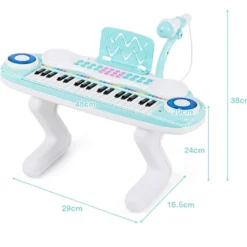 37 Tasten Digital-Piano Kinder Keyboard Klaviertastatur mit Mikrofon 48 x 20 x 38 cm Blau