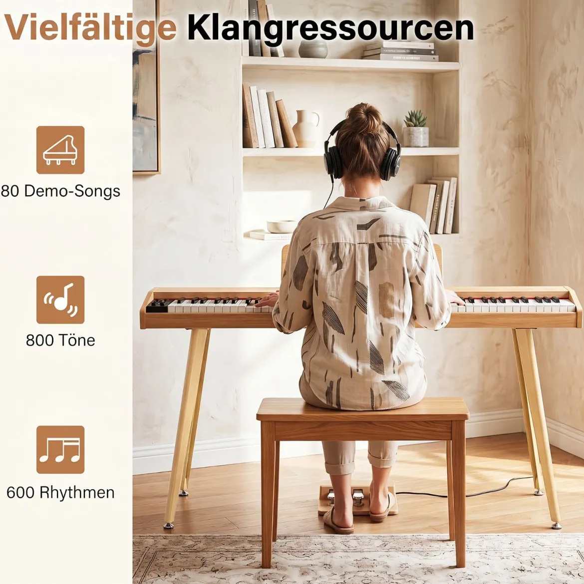 88 Tasten Digitalpiano mit Ständer E-Piano mit Halbgewichteter Tastatur 3 Pedalen 80 Demos