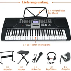 61-Tasten-Elektroklavier Digitale Keyboard tragbares Musikinstrument Schwarz + Weiß